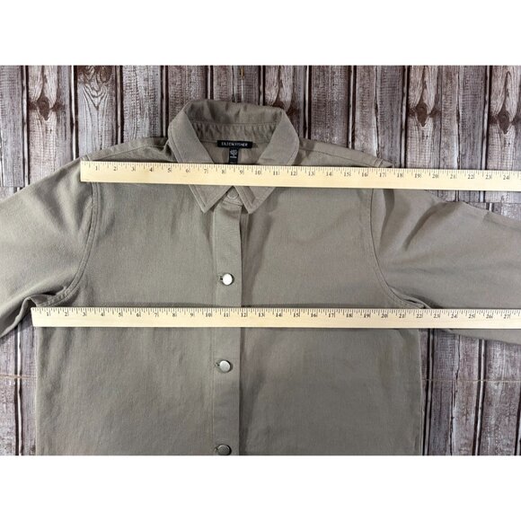 EILEEN FISHER Garment-Dyed cotton Utility Shirt Jacket sz S color reed NWOT $178 - Picture 3 of 7